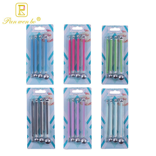 4 8-head solid spherical pill stick carving set steel ball pen ultra-light clay soft clay fondant flower modeling tool