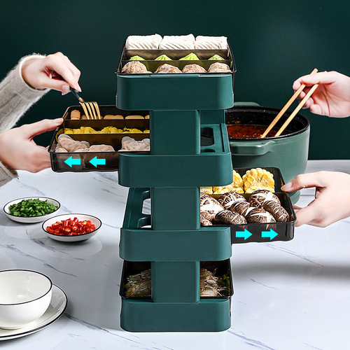 Kitchen multi-layer vegetable preparation plate household hot pot vegetable multi-functional side dish rack Xiaohongshu hot pot plate
