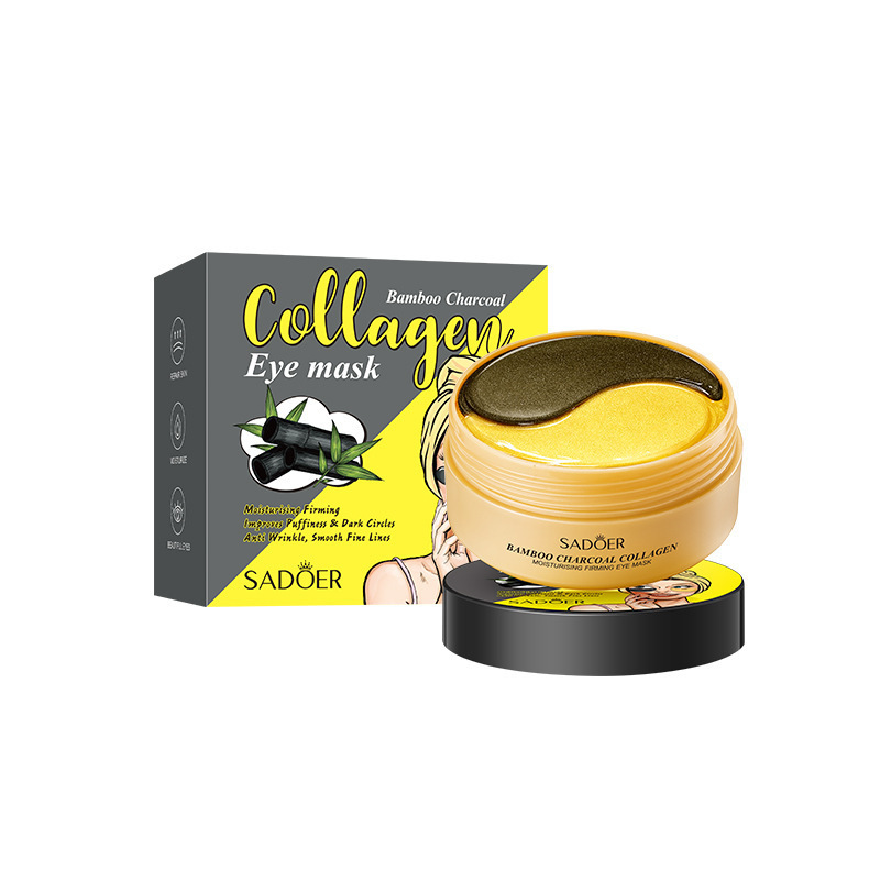 Inglés completo Sadoer carbón de bambú colágeno humectante máscara de ojos compacta humectante rehidratación cálida y suave ojos transfronterizos