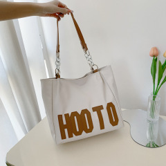 Foreign trade large-capacity tote bag Korean version new simple letter chain shoulder bag retro commuter women's shopping bag