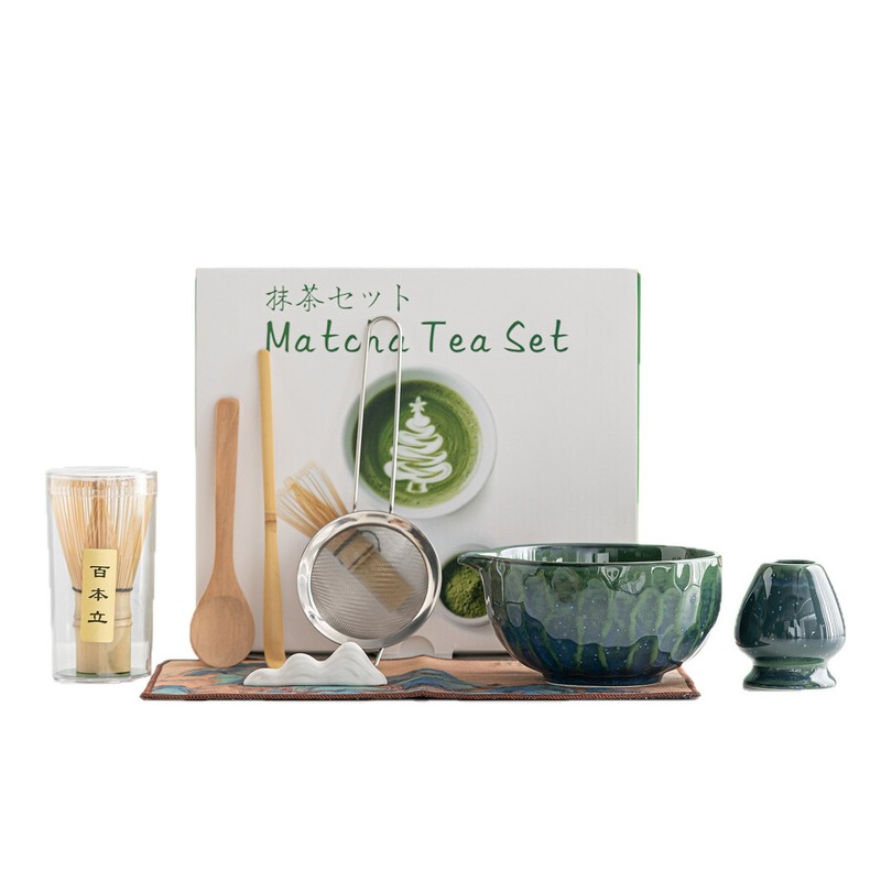 日式锤纹窑变陶瓷抹茶碗抹茶茶具工具八件套装茶筅百本立跨境专供|undefined