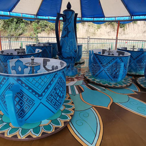 Yongle 36 asientos taza de café giratoria equipos de juegos para niños parque de atracciones al aire libre escénico taza giratoria fábrica de juegos