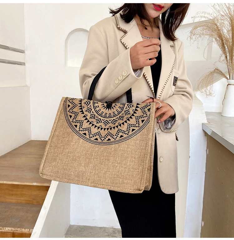 Foreign trade women's bag, cross-border linen handbag bag, 2021 Korean version composite jute cloth bag, fashionable single-shoulder shopping bag undefined
