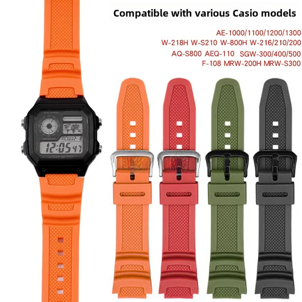 Replacement Suitable for Casio Strap Ae-1000W/Aq-S810W Watch Strap 18mm Convex Rubber Strap