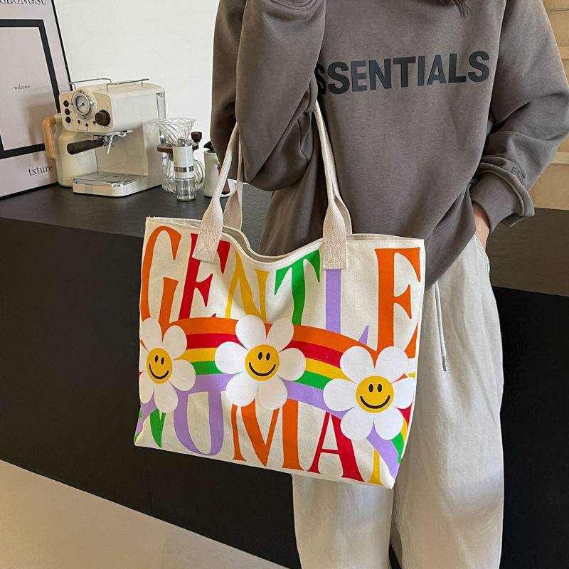 ฿厂家批发托特包女批发跨境新款时尚休闲通勤帆布包大容量腋下包