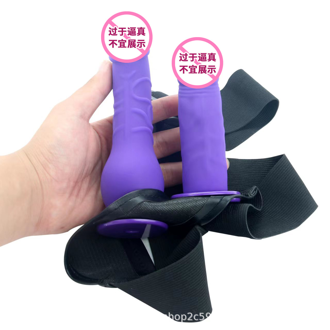 Dual-Head Wearable Strapless Dildo, Black Silicone-Style Couples Toy — detail image 4