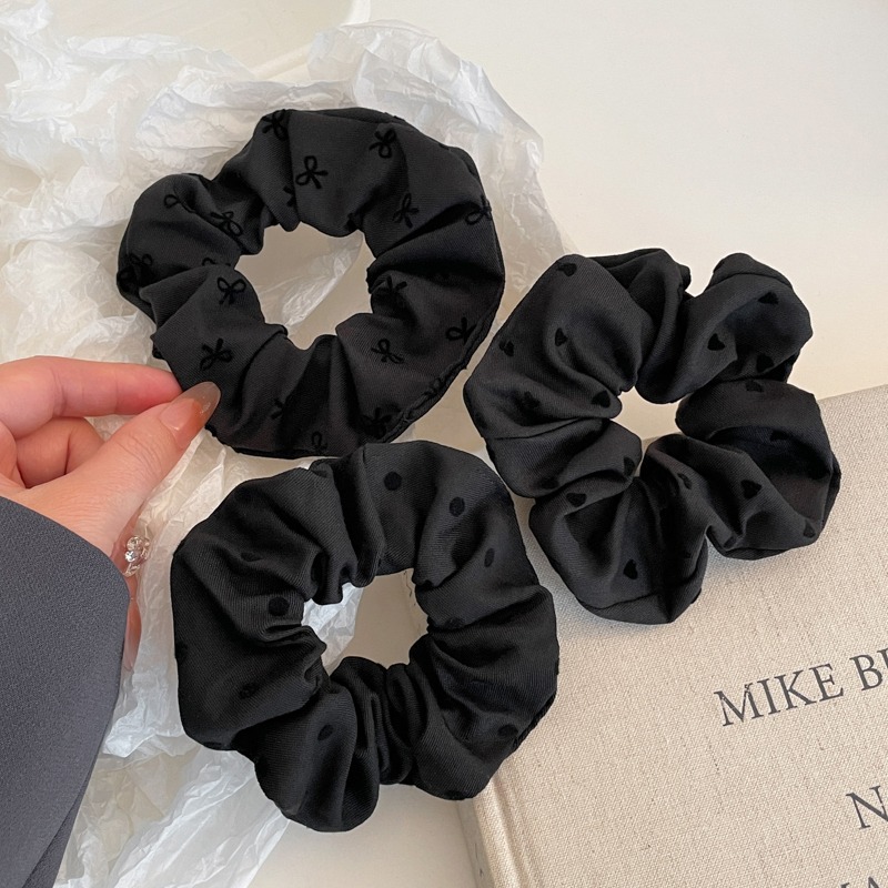 Arco negro gris anillo de cabello de intestino grueso femenino red2024 nuevo temperamento suave bola baja atada de cabello adornos de cabello