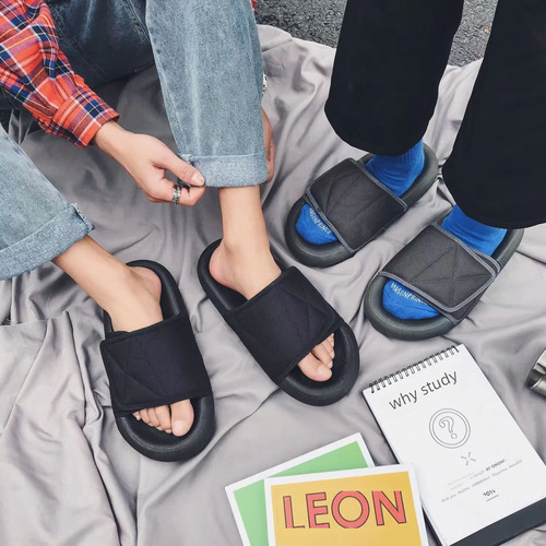 New Summer European Style Southeast Asian Thick Suede Feeling Coconut Adjustable Velcro Sandals Beach Slippers Thick Model