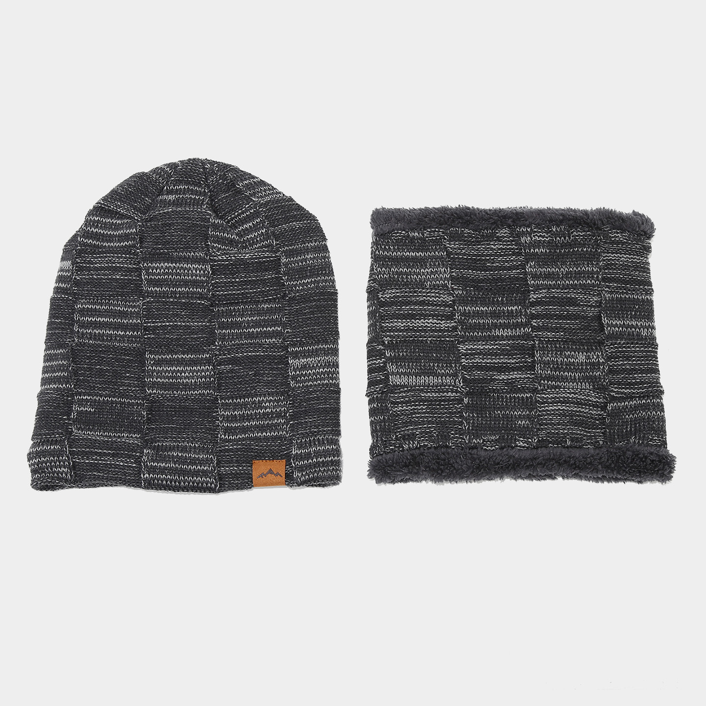 Transfronterizos Europa y Estados Unidos otoño y invierno más terciopelo mezcla de color versátil sombrero de punto de doble conjunto de gorras al aire libre para hombres y mujeres con terciopelo