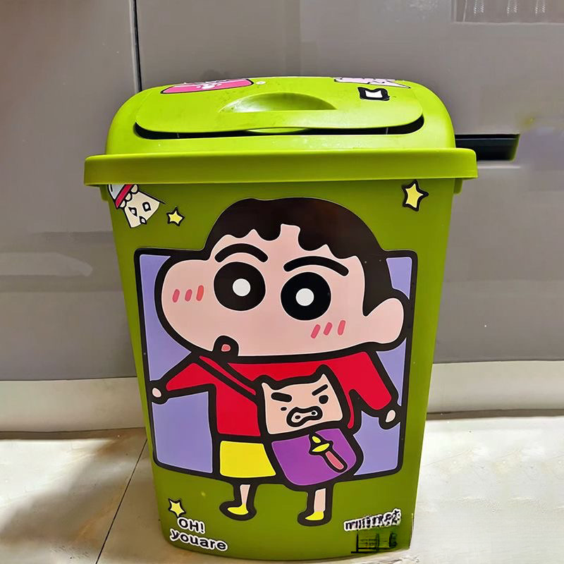 クレヨンしんちゃんゴミ箱かわいいステッカーキッチンリビングルームゴミ箱家庭用紙バスケット大容量卸売|undefined