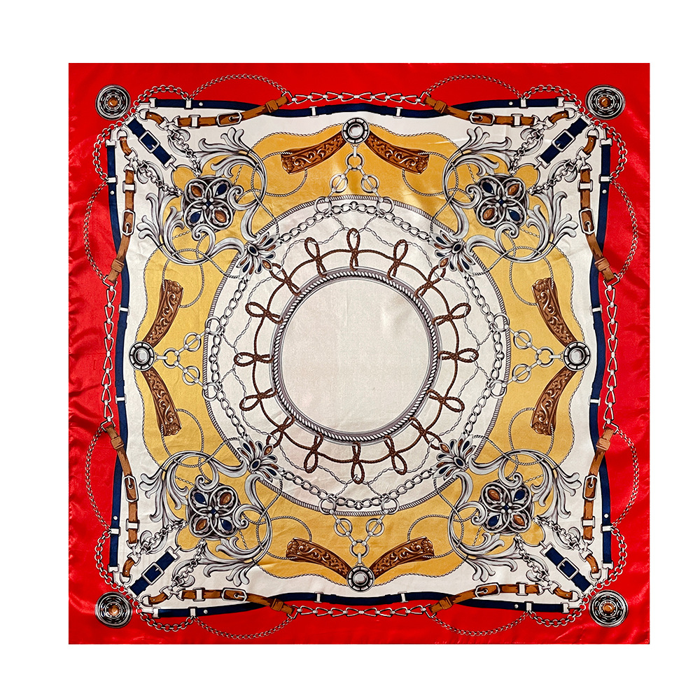 Classic Chain Printed Silk Square Scarf For Women Fashion Accessory_voghion.com