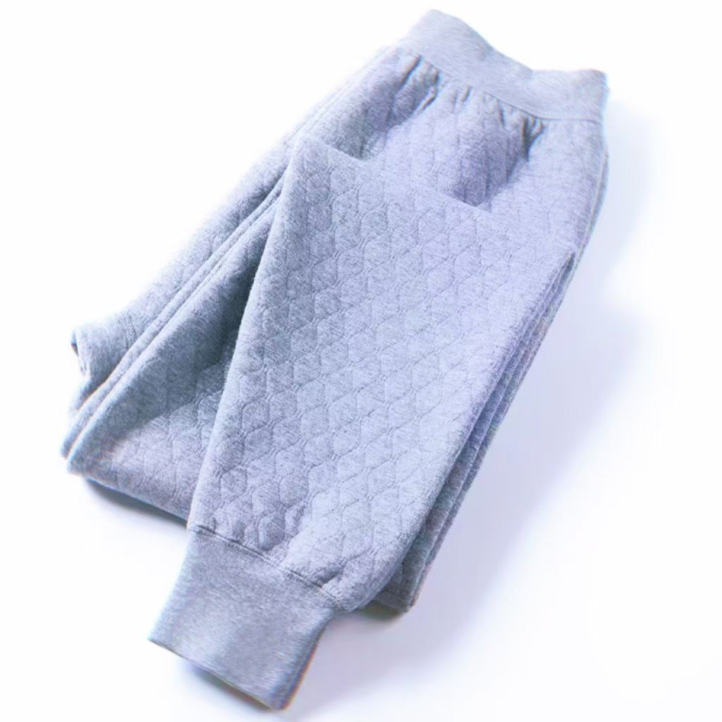 Pantalones de otoño de mediana edad, pantalones de algodón de aire de hombre, pantalones de invierno de algodón de tres capas gruesas