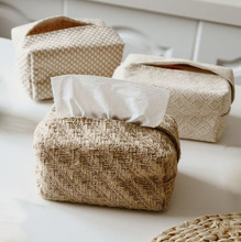 日式简约创意抽纸盒家用客厅民宿厕所桌面收纳ins棉麻布艺纸巾盒