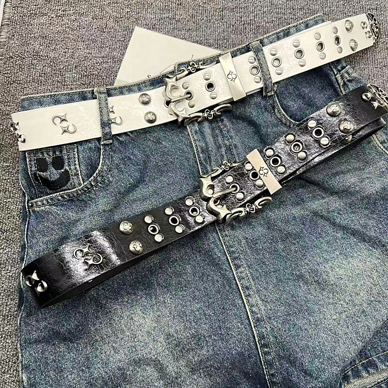 Personalized Trendy Design Style Belt Men and Women Universal Pin Buckle Metal Belt Hip Hop Punk Rivet Cool