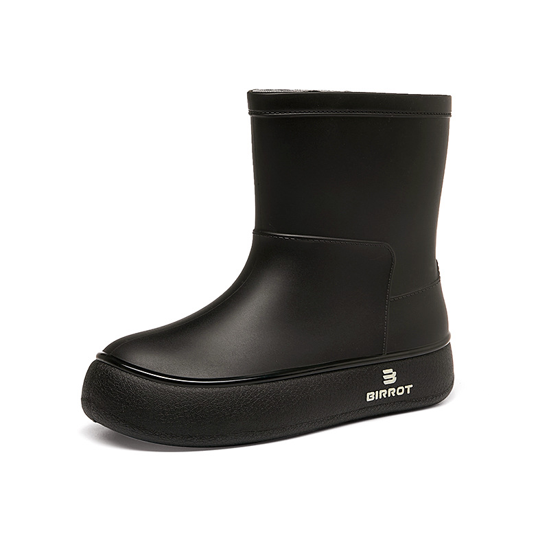 Nuevos zapatos de lluvia de terciopelo para mujeres de color sólido de moda coreana impermeable, antideslizante, fondo suave, estudiantes de manga corta, botas de lluvia cálidas