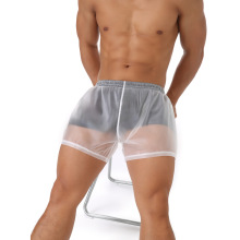 亚马逊热销男士防晒沙滩泳裤情趣内衣性感透明双层水上冲浪平角裤