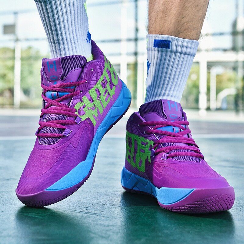 Three-ball generation basketball shoes for men, purple mismatched shoes, LaMelo Ball 3rd generation orange-red MB.0 practical sports shoes for women Three-ball generation basketball shoes for men, purple mismatched shoes, LaMelo Ball 3rd generation orange-red MB.0 practical sports shoes for women