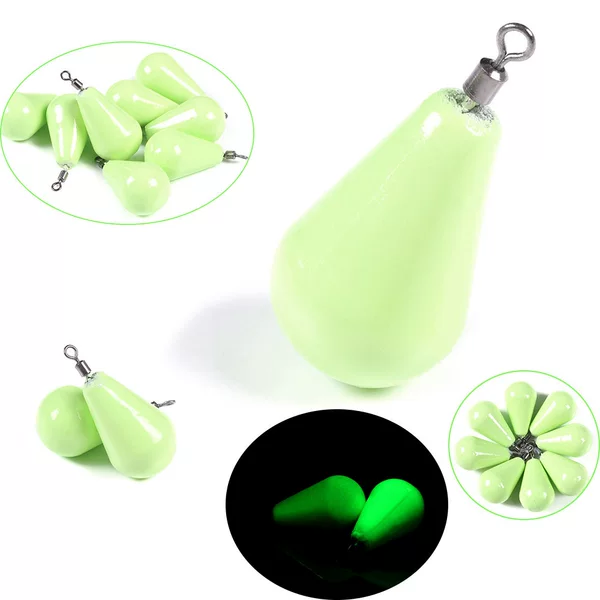 Hengjia Fishing Tackle Lure Lead Sinker Olive Drop-Shaped Luminous Night Fishing Sinker 12G150G Rock Fishing Taiwan Fishing Sea Accessories