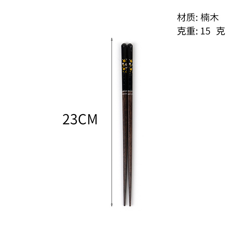 Net Red Creative Estilo japonés Mango de laca Palillos portátiles de madera Cuchara Vajilla de madera Juego de cinco piezas Palillos turísticos Bolsa de tela ecológica