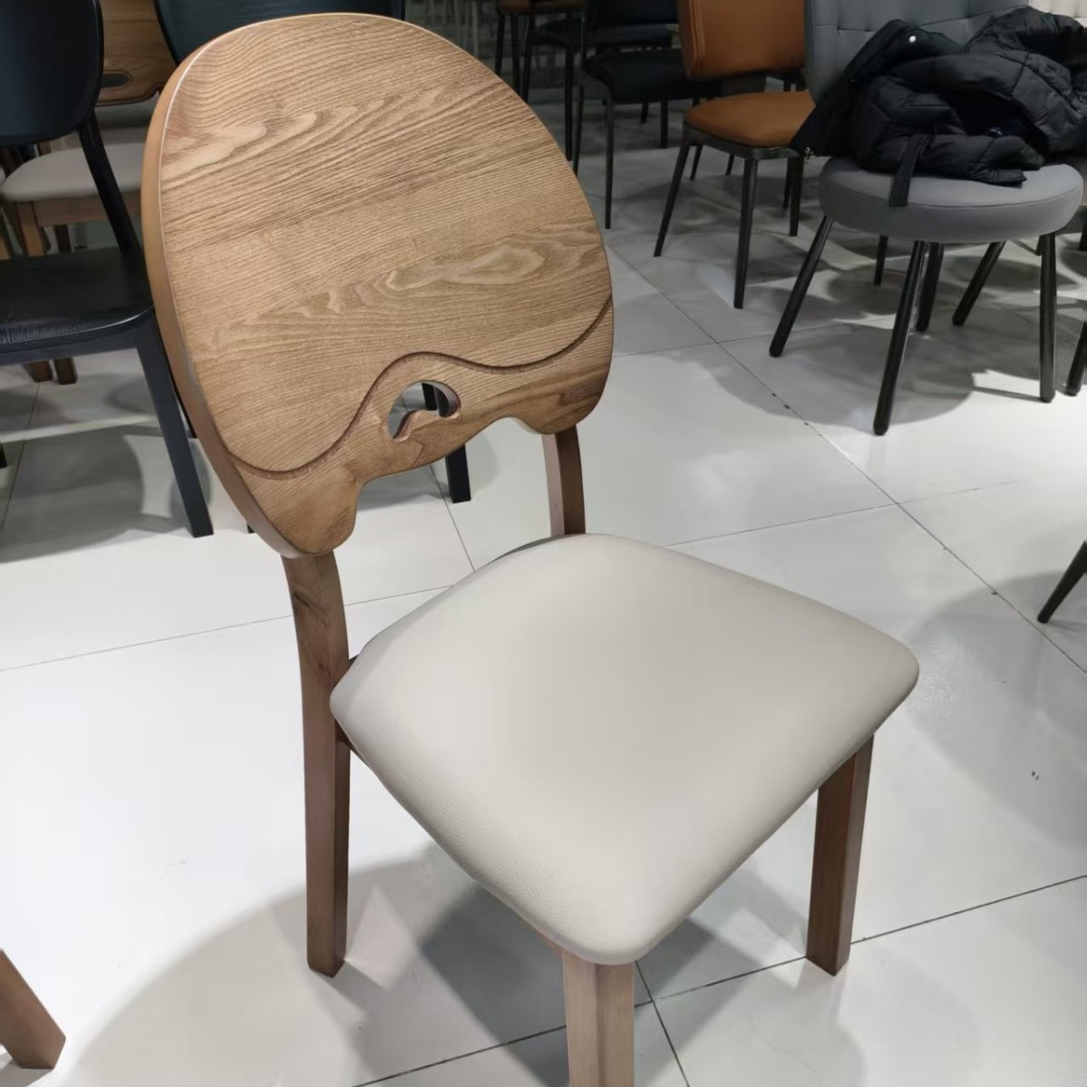 Xd59 # Nordic Solid Wood Dining Chair Home Dining Table Chair Backrest Chair Simple Modern French Light Luxury Hard and Soft Bag Chair