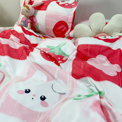 New Aloe Cotton Four-Piece Bedding Set (Sheet and Comforter) Manufacturer Wholesale and Distribution Cartoon Girl Heart Set
