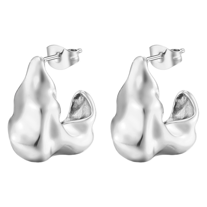 Pendientes de comercio electrónico transfronterizo pendientes irregulares de lujo de alto grado de fundición de acero inoxidable nuevas mujeres en stock joyería del oído