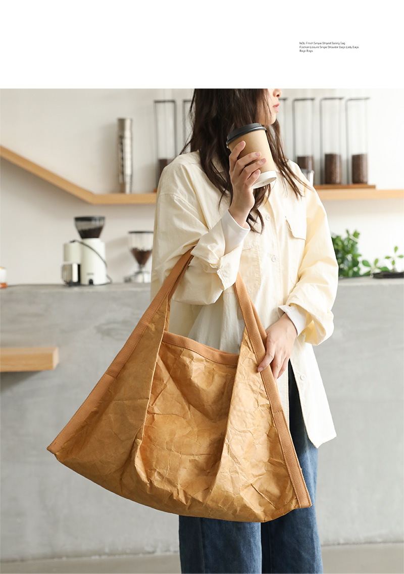 Θήλεις Μεγάλος. Χαρτί Κραφτ Στερεό Χρώμα Χρώματος Οδός Χάι Στριτ Στριτ. Τετράγωνο Μαγνητική Πόρπη Σακούλα Ώμου display picture 2