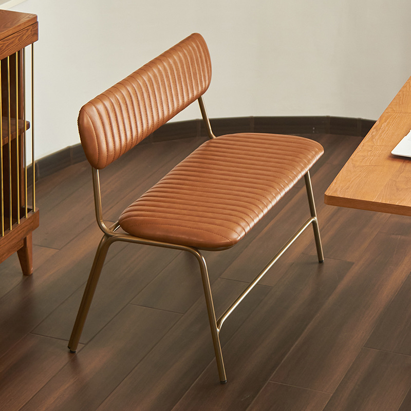 American Country Industrial Style Retro Iron Double Dining Chair Loft Leather Restaurant Bar Cafe Long Chair