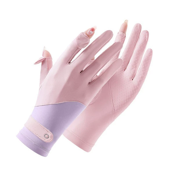 Colorblock gloves-pink and purple