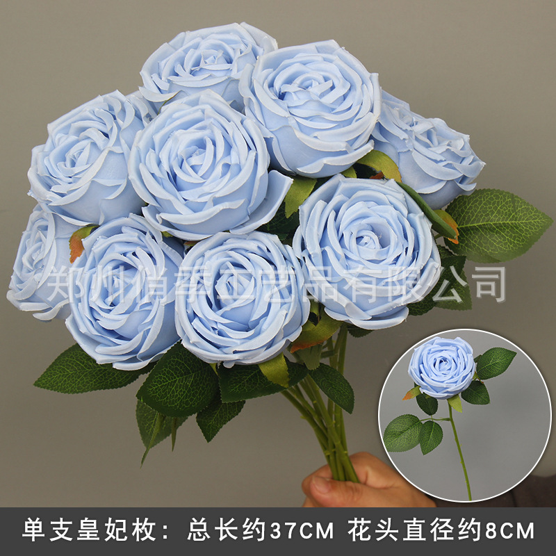 10本の青い色のシミュレーションの花の室内の絹の花の結婚祝いの装飾の花の生け花は造花の天井の花の路の花を並べます。|undefined