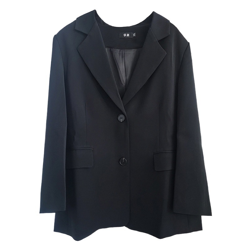 Four seasons chic black suit jacket women's large size 300kg fat mm loose casual suit jacket