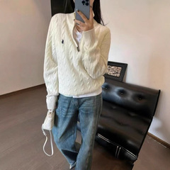 【原版原标可扫码】RL拉夫毛衣半拉链针织宽松小马标百搭男女同款