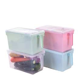 佐诚收纳盒储物箱塑料带手柄长方透明冰箱盒储物盒塑料带盖可叠加