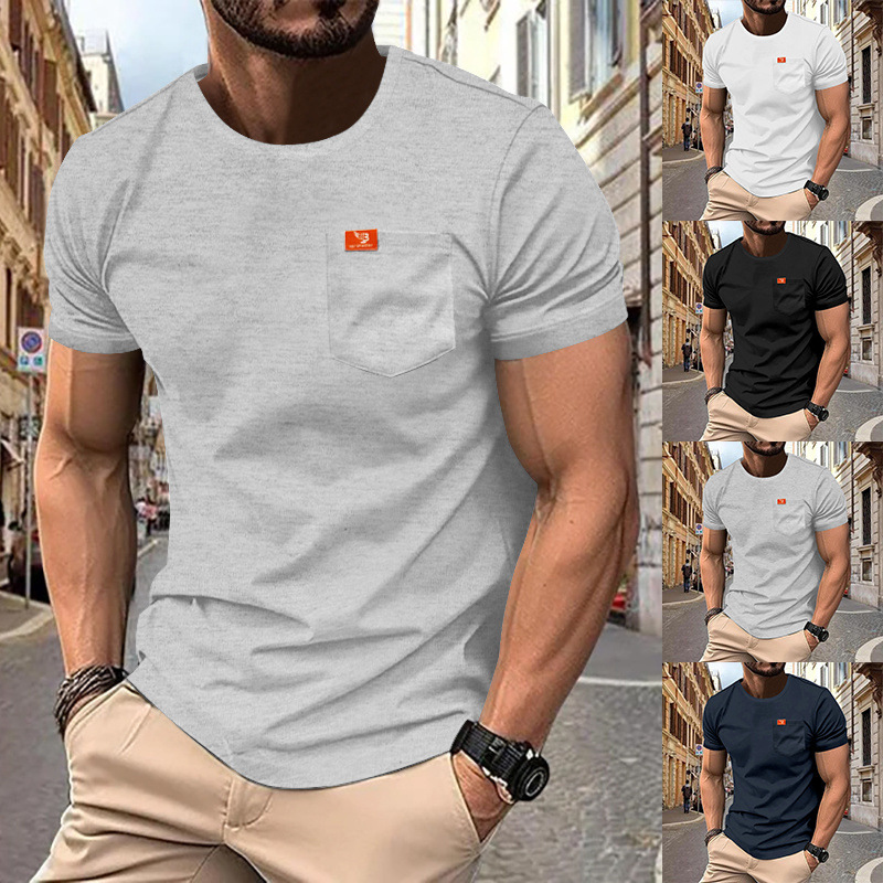 Camiseta de manga corta para hombre, estilo europeo y americano, talla grande, color liso, con botones y cuello Henley.