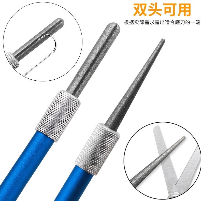 Double-Ended Pen-Type Diamond Sharpener Multifunctional Portable Sharpening Rod Fish Hook File Outdoor Tool Sharpener