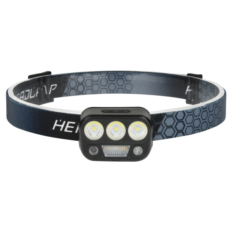 Transfronterizo nuevo LED de inducción faro digital eléctrico pantalla montado en la cabeza Faro de pesca Lámpara de trabajo al aire libre luz fuerte faro