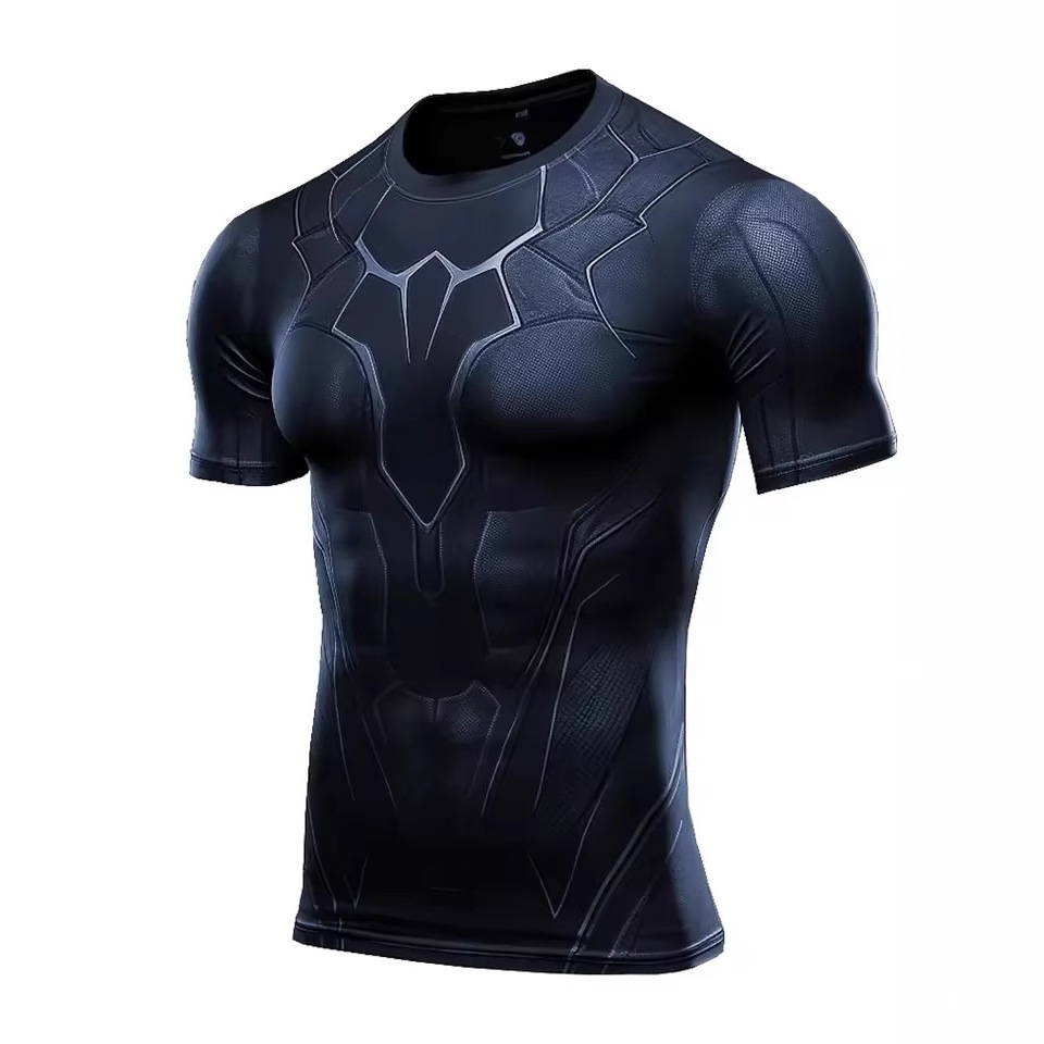 Tecnología Metal Gense Armor 3D Impresión de los hombres Verano Deportes Malla suelta Camiseta de cuello redondo de manga corta transpirable