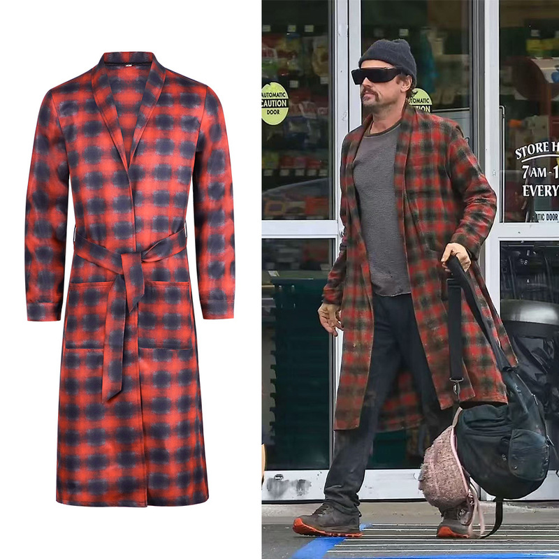 World War I Rematch Cos Movie Same Style Little Li Red Plaid Windbreaker Jacket Cosplay Stage Performance Clothing