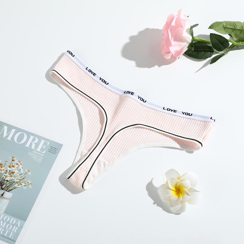 Venta caliente bragas en forma de tanga para niñas, pantalones de tanga con hilo de abdomen cómodos, pantalones en T de algodón transpirable de cintura baja para mujer, procesamiento personalizado