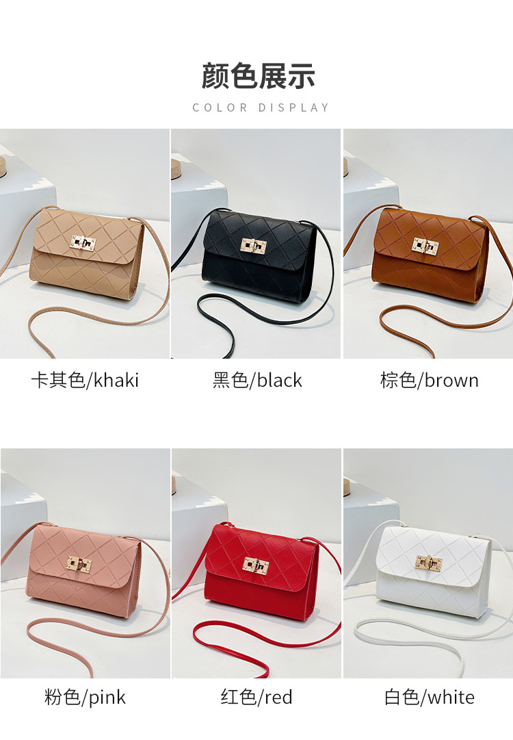 2024 neue diamantgeprägte kleine quadratische Tasche mit Schloß und Trageriemen tägliche einfache Geldbörse für Kleingeld modische kleine Tasche Dropshipping