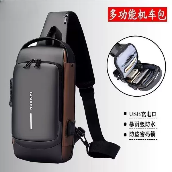 2024 New Chest Bag Men's Crossbody Bag Waterproof Fashion Take-away Small Shoulder Bag Vintage Shoulder Bag Men's Backpack Men's Bag