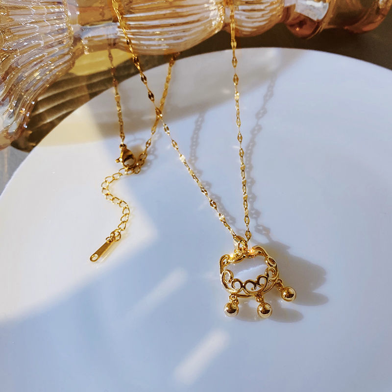Colgante de cobre Xiangyun Ruyi collar de bloqueo de seguridad femenino TikTok mismo estilo Luz de lujo nicho Cadena de clavícula Internet celebridad regalo de cumpleaños
