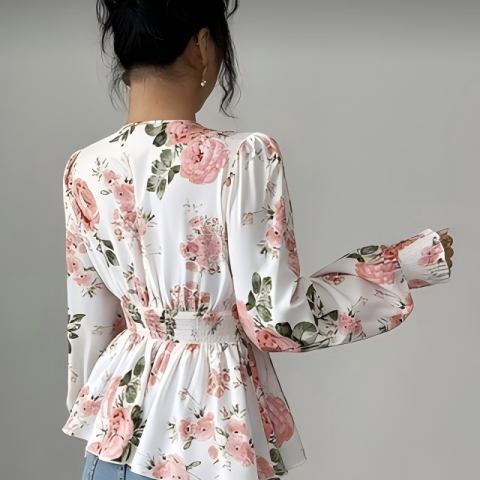 Gentle Floral Chiffon Slimming Shirt, New Long-Sleeve 2026 French-Style Chic Blouse