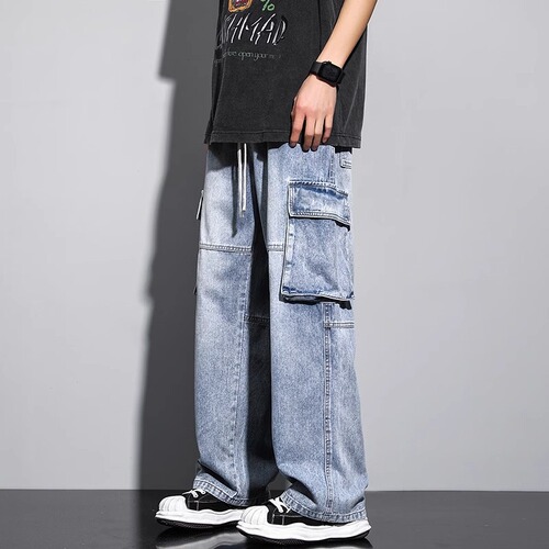 Men's Workwear Jeans, Spring/Summer American-style Trendy Brand, Loose Straight-leg Pants, Men's Trousers, Autumn/Winter New Arrival Casual Long Pants