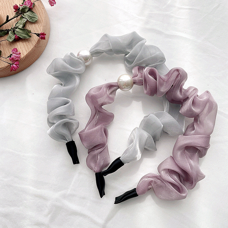 Korean Fold Fabric Pearl Hair Hoop display picture 3