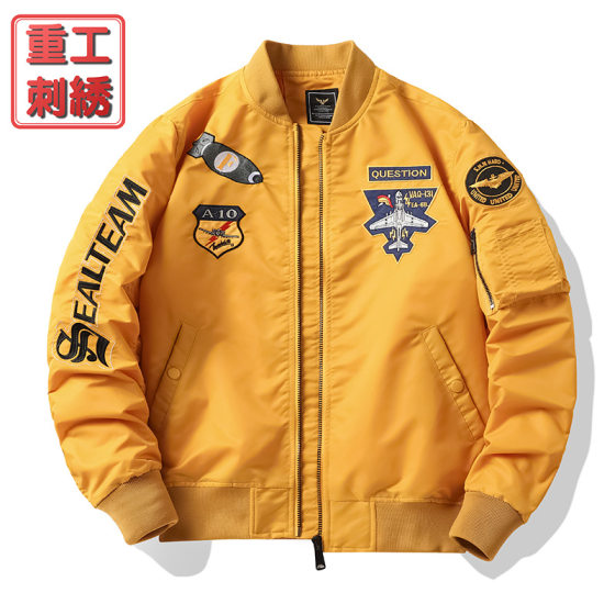 Spring and Autumn New Air Force ma1 Aviator Jacket Men's Heavy Industry Embroidered Baseball Suit Large Size Coat Work Jacket Trendy