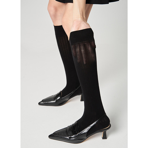 100% Cotton Ankle Socks Summer Thin Mesh Compression Socks for Women, Mid-Calf JK Slimming Leg Socks, Long-Calf Cotton Socks Trendy