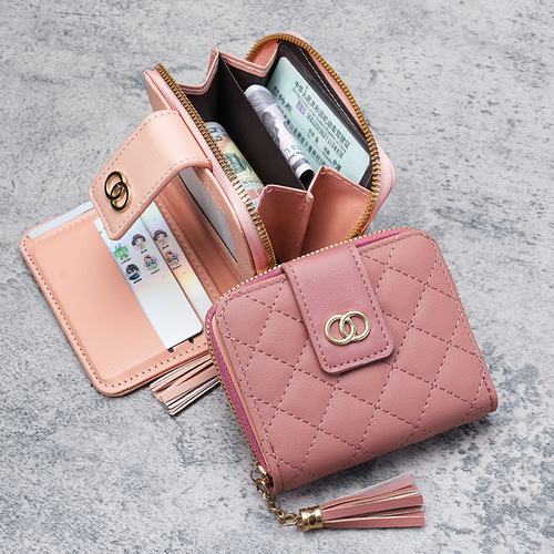 New style women's short wallet women's zipper wallet Korean style large capacity tassel women's bag manufacturer wholesale dropshipping