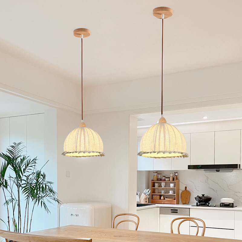 Sili estilo lámpara bar lámpara de mesa de comedor estilo japonés lámpara de mesa de tela salón lámpara de mesa redonda de algodón Lino nórdico retro país estudio