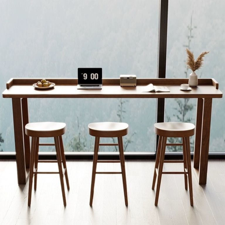 Solid Wood Bar Table with Edge Nordic Simple Home Balcony High Table Long Table Window Large Flat Window Side Table